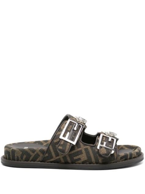 fendi brown sheepskin slides|Fendi flip flops for women.